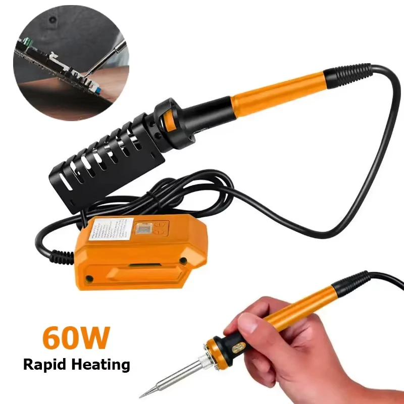 

Портативный электрический паяльник 60 Вт для аккумуляторов Makita/Dewalt 20 В, инструмент для сварки с подставкой, наконечник 936, быстрый нагрев, ремонт и пайка.