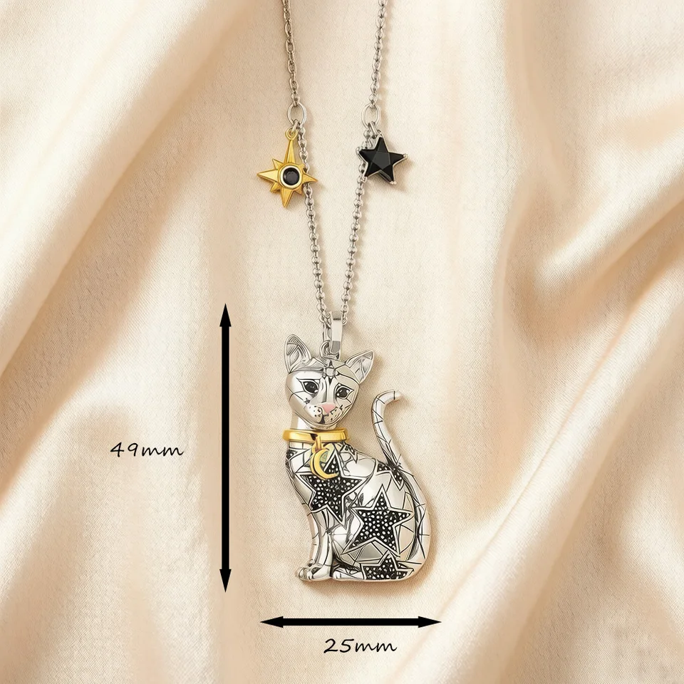 魔法の猫 ペンダントネックレス 925スターリングシルバー