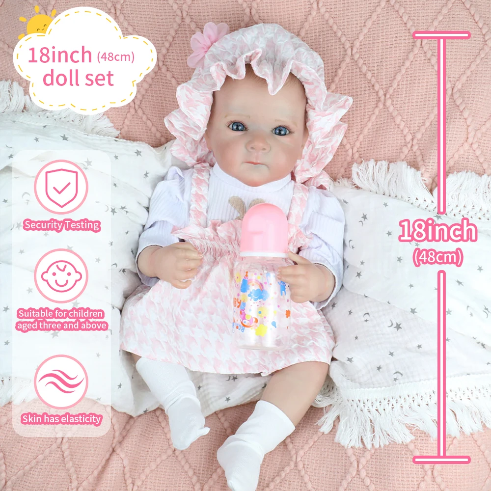 

18inch Realistic Reborn Baby Dolls Bettie Girl 100% Handmade 3D Skin with Visbile Veins Collectible Art Doll Christmas Gifts