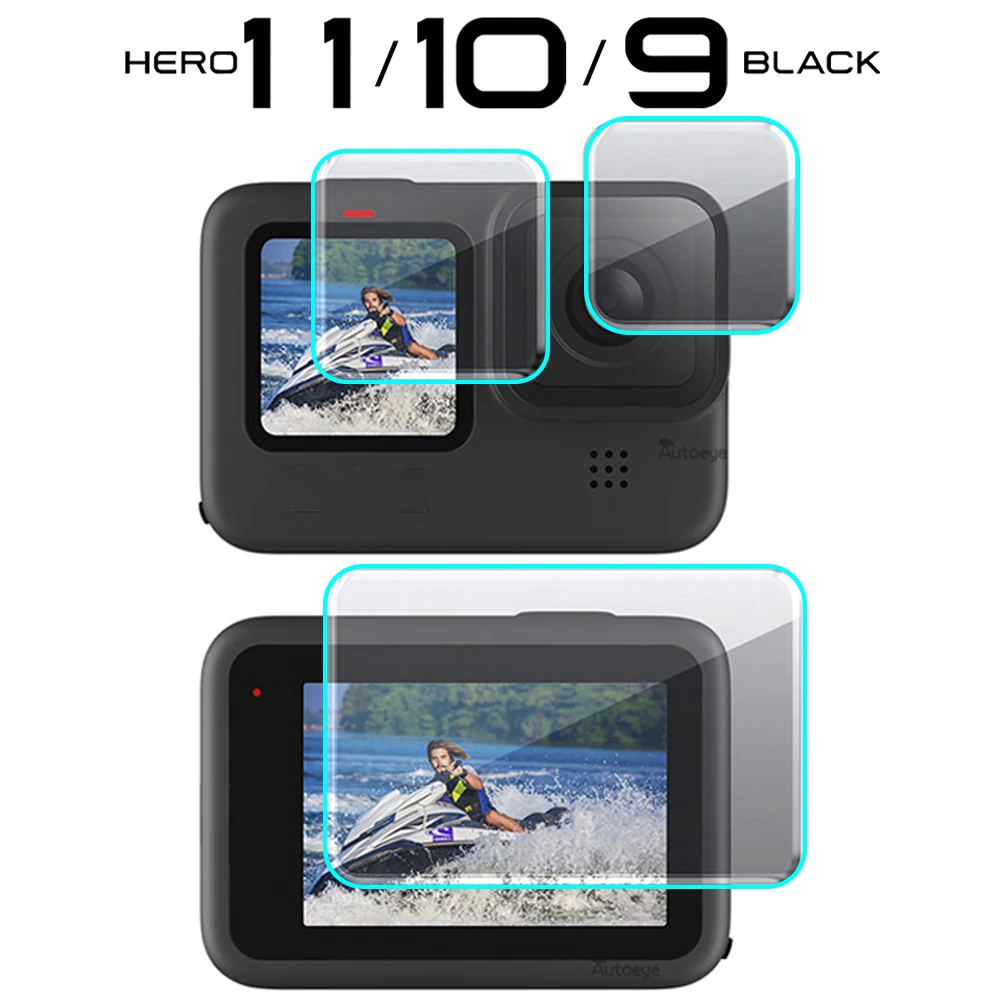 Wholesale Protetor de tela de vidro temperado capa para gopro hero 11 10 9 preto lente proteção película protetora ir pro acessórios