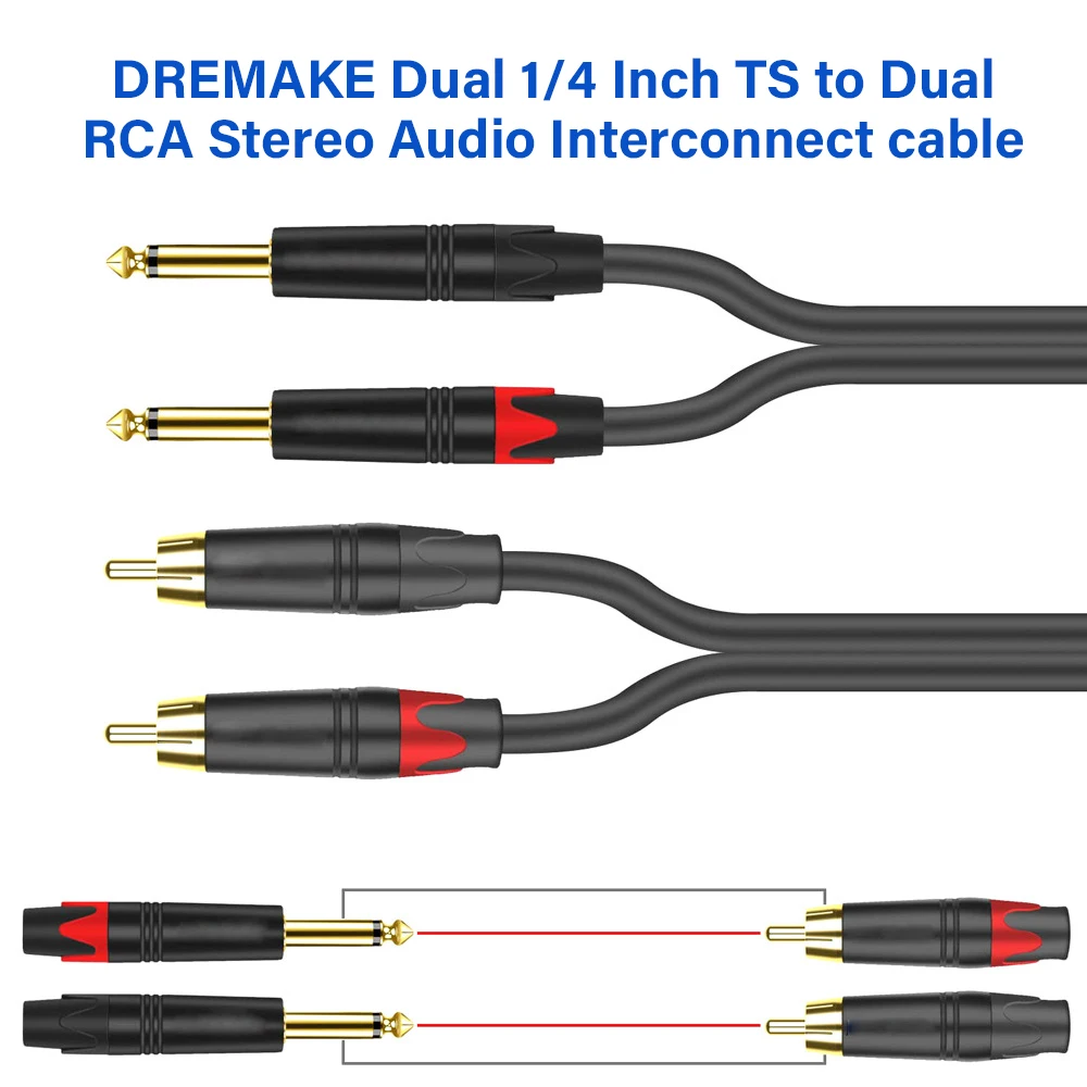 محول جاك أحادي لمكبر الصوت ، خلاطات الجيتار ، الصوت ، 4N ، OFC ، موصل قابس رصاص ، من 2rca ، 2rca ثنائي ، in ، TS #3