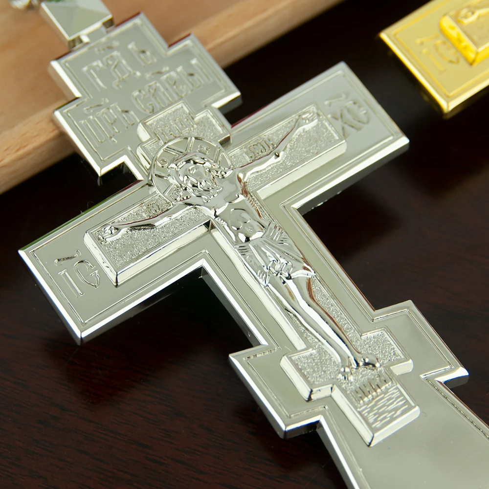 Colgante de cruz de Jesús ortodoxo, colgante de pecho de Pastor de Iglesia, suministros de Ritual religioso, collar de Cruz de oración de aleación