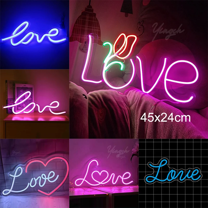 

Love LED Neon Sign Light Custom Heart Letter Neon Decoration Lamp Wall Room Party Wedding Pub Club USB plug Lover Gift