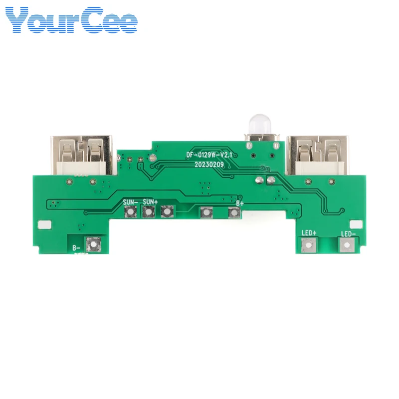 2 USB 5V 2A Mobilny moduł ładowarki Power Bank Litowo-jonowy 18650 Płytka ładująca akumulator Wskaźnik LED 5V 200mA Panel słoneczny PCB