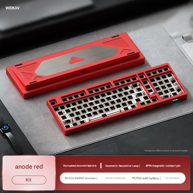New Weikav Max102 Aluminum Alloy Mechanical Gaming Keyboard Kit Three-Mode 10000mah Fr4 Customized Large-Setting 101 Key Rgb Diy
