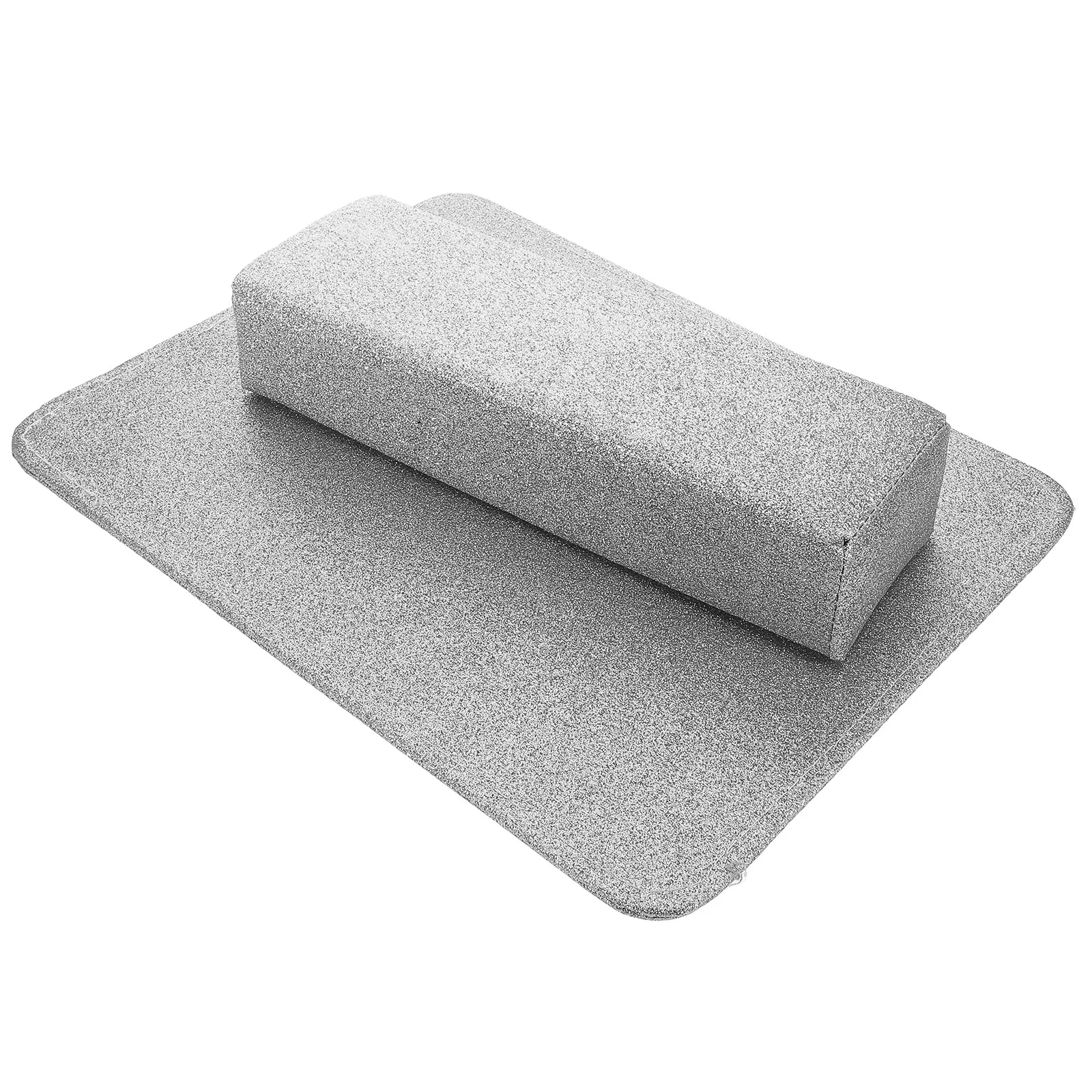 

2 Pieces Silver Glitter Nail Table Mat H Cushions Rest for Nails Manicure Practice Holder Arm Rests Washable Compact