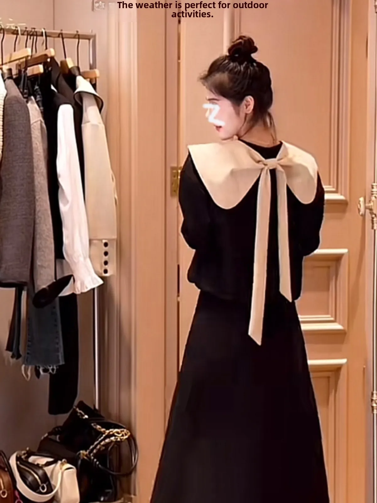 

Oajer Flagip Store Women's Fce Lined Hoodie with Bow Tie Anti-Aging Winter Jaet round Ne Long Sve Straight Cut