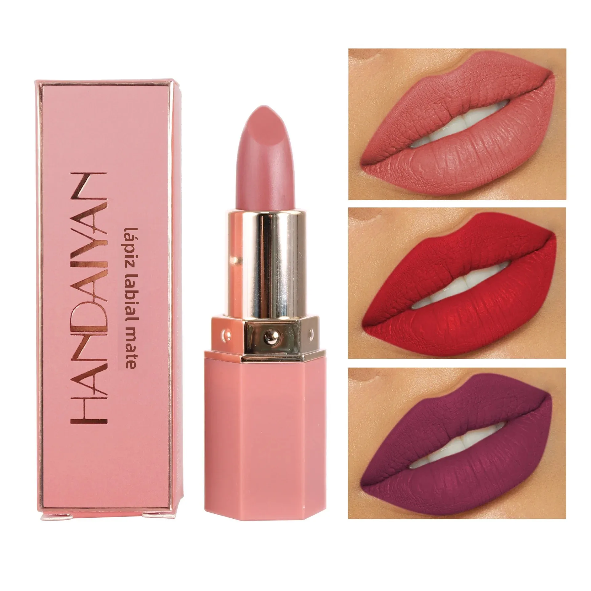 HANDAIYAN-pintalabios mate hidratante de larga duración, taza antiadherente de 6 colores, espectáculo de temperamento, maquillaje desnudo Sexy, cosméticos