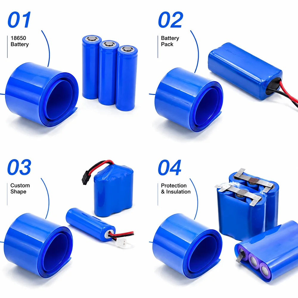 Blue PVC Heat Shrink Tube Wide 30-100mm Easy to cut/shrink fast/motor lead insulation wrapped protective sleeve