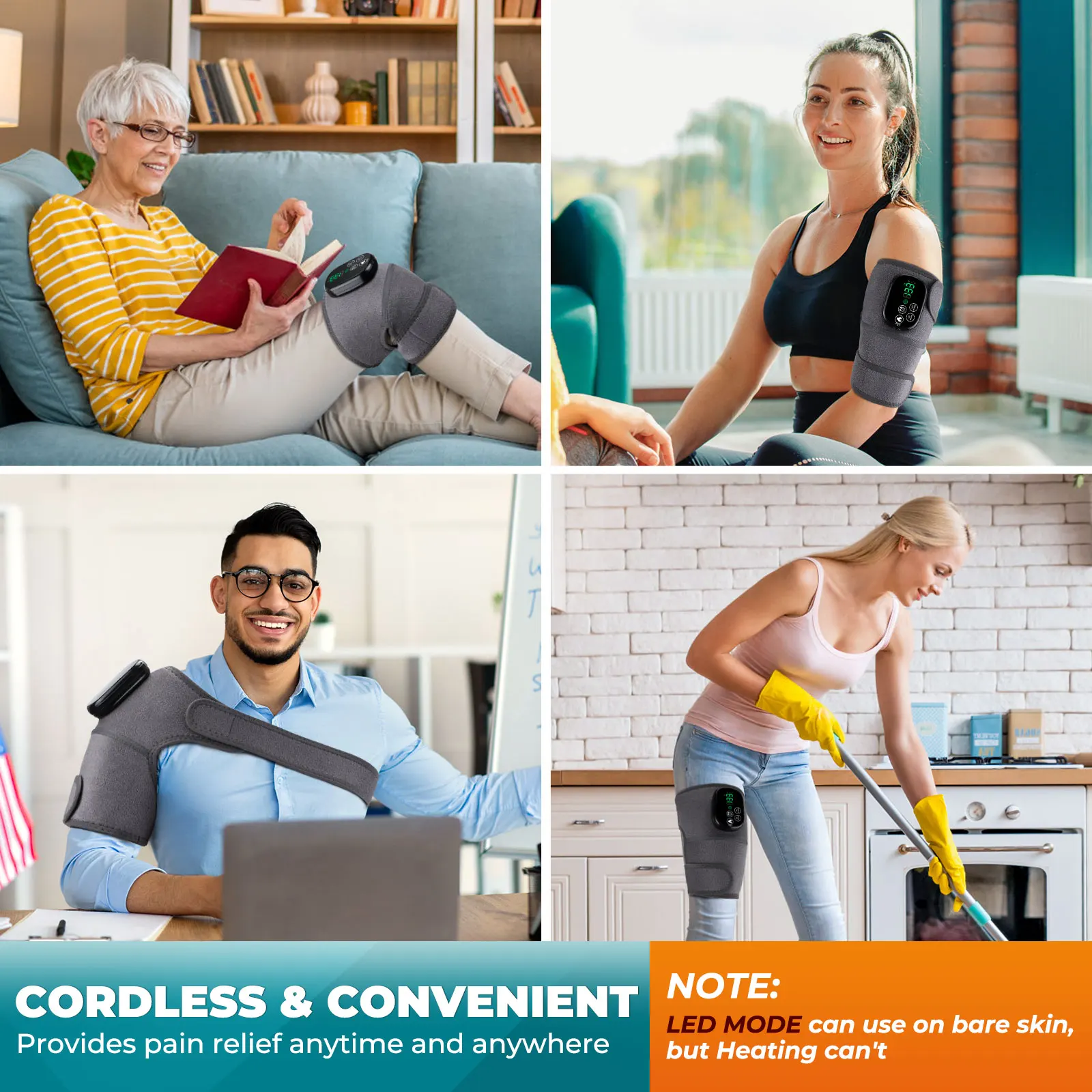 Massaggiatore per ginocchio con terapia a luce rossa a LED 660 850nm Riscaldamento a infrarossi Ginocchiera Spalla Gomito Massaggio Tutore per artrite Guarigione delle ferite