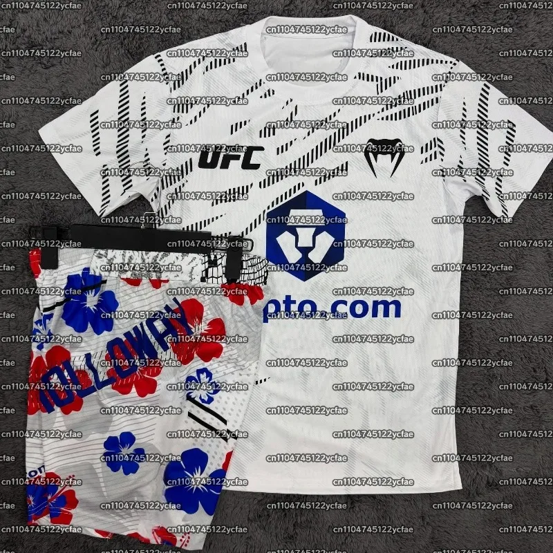 

Max Holloway 2025 UFC Top Fighters Combat Fighting Event Tee Shorts Men Breathable Jersey Wrestling Running Sweat Absorbing Set