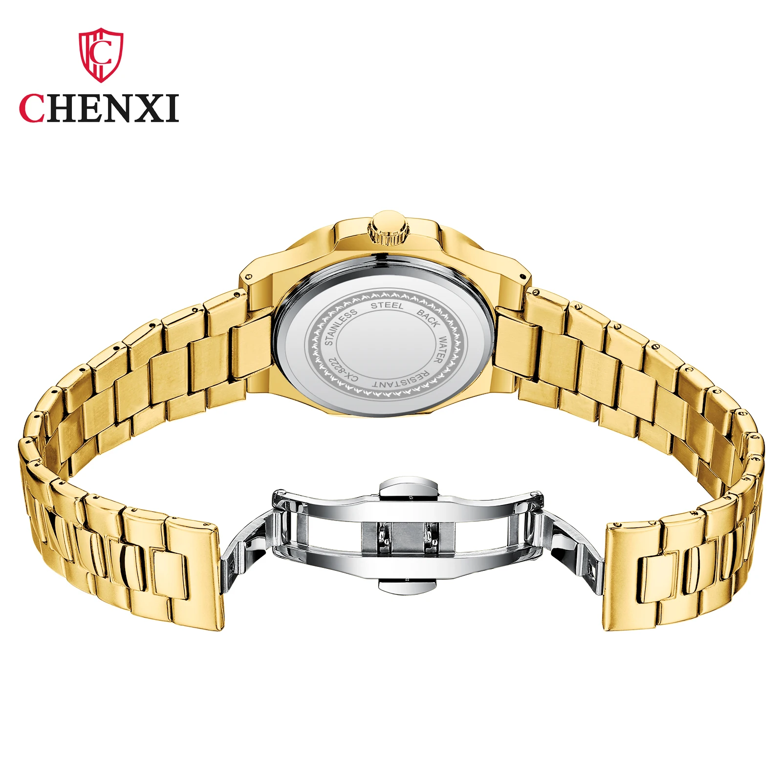 CHENXI 2024 New Fashion Men Gold Stainless Steel Watch Luxury Business Casual Waterproof Date Quartz Clock Relogios Masculino