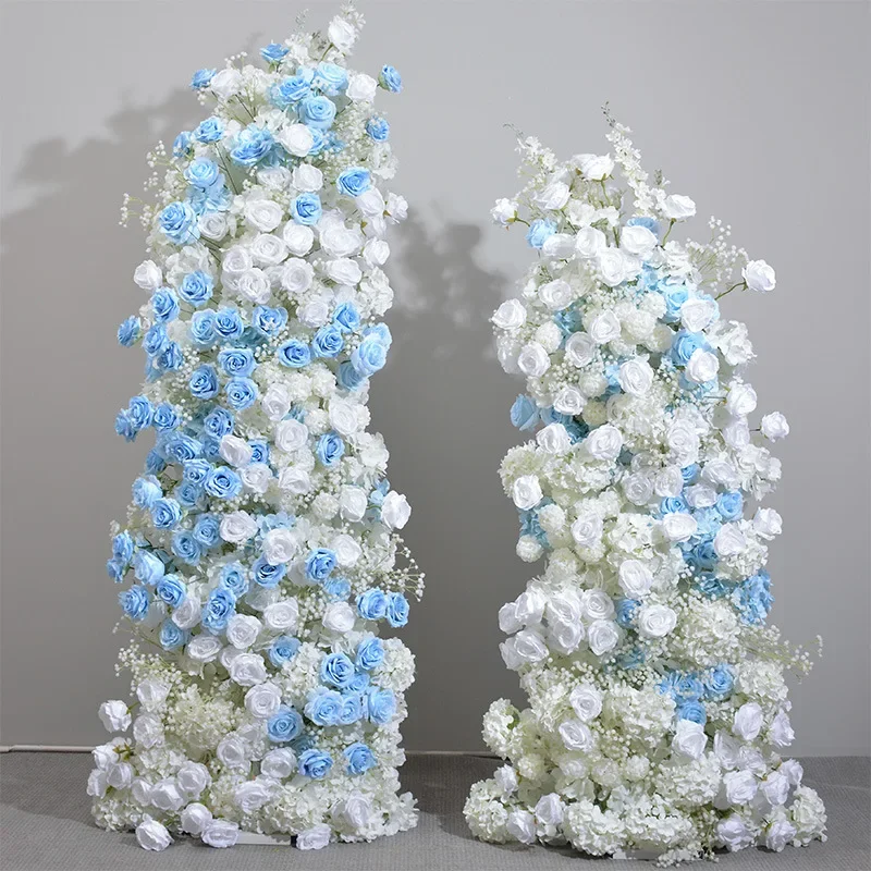 

Haze Blue Artificial Flower Row For Wedding Decoration Floral Backdrop Arch KT Board Decor Floral Arrangement Floor Flowers