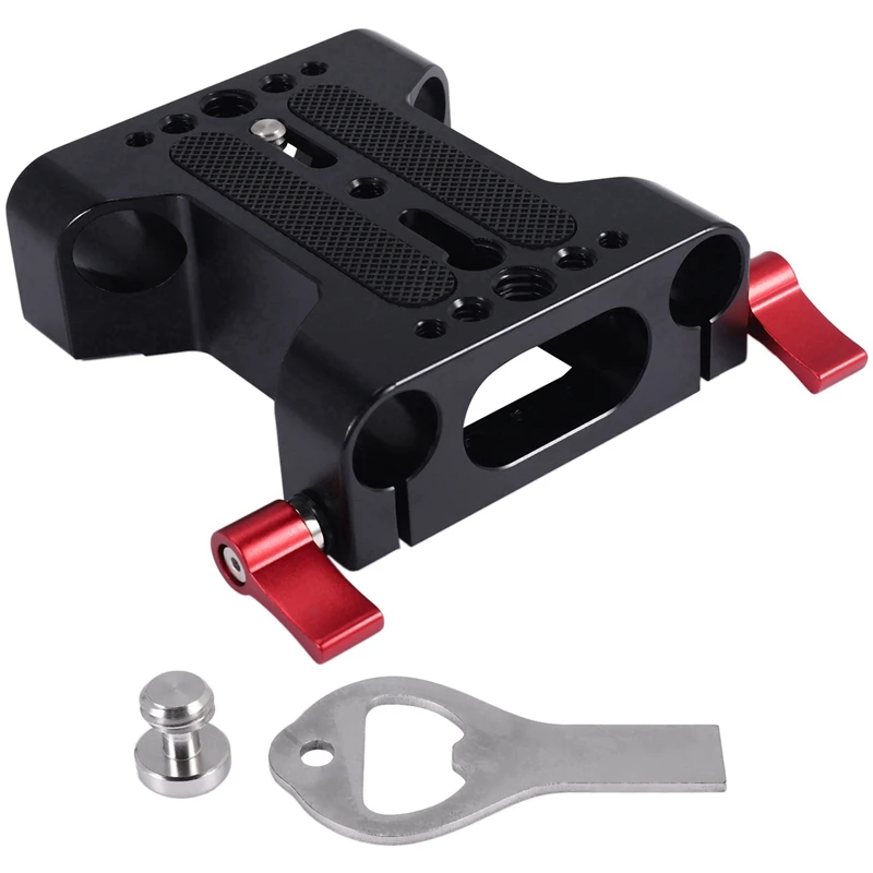 

2X Multifunction Camera Base Plate With 15Mm Rod Rail Clamp For Dslr Camera Shoulder Rig Support Accessories