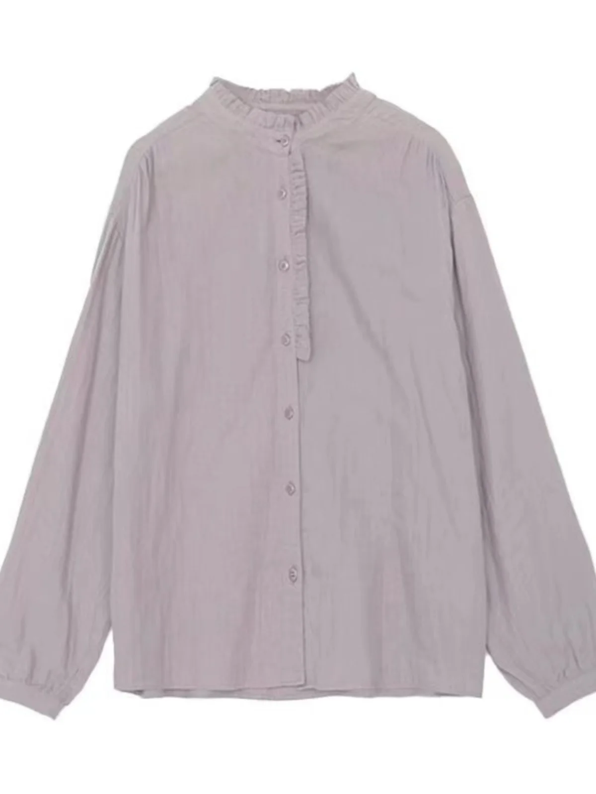 فضفاض طويل Sve irt المرأة الخريف الشتاء عارضة الوقوف طوق قاعدة أعلى Faionable متجدد الهواء المرأة irt خمر Sle نقي... #5