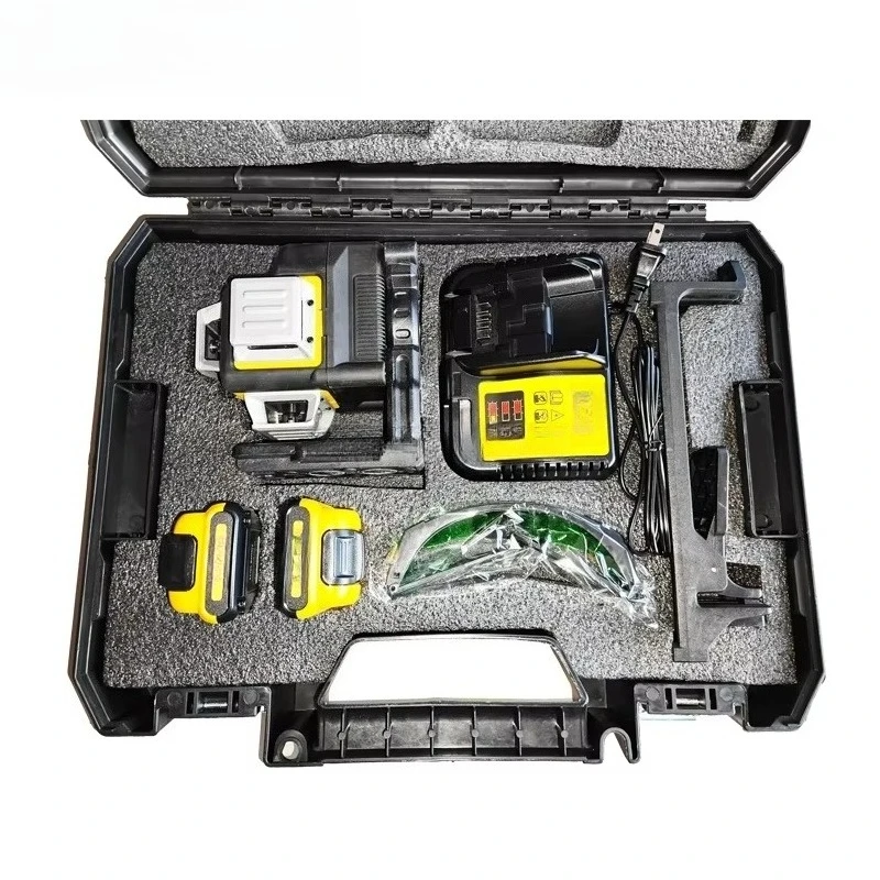 12V Green Beam Laser Level Cross Laser Level 3D 12 Lines Laser Self-leveling 360 Degree Cross Line with Batteries