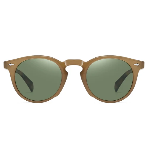Imagen 2 del producto Peekaboo TR90 gafas de sol polarizadas para hombres que conducen acetato uv400 estilo retro gafas de sol redondas para mujeres verde marrón 2024