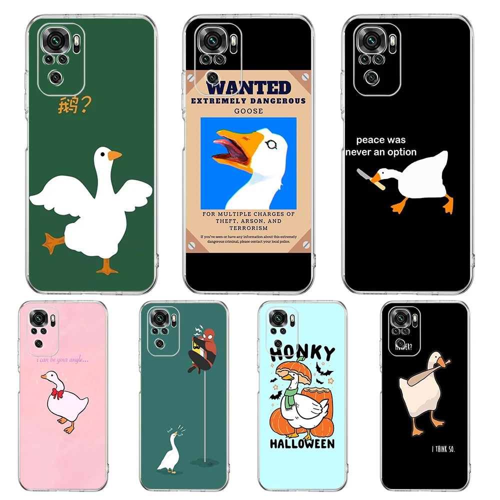 Cartoon Cute Goose Game Transparent Phone Case For Redmi K40 8A 9A 9C 7 8 8T 9 9S 10 Pro Gaming Note 11 11T 12T 10 Plus Shell