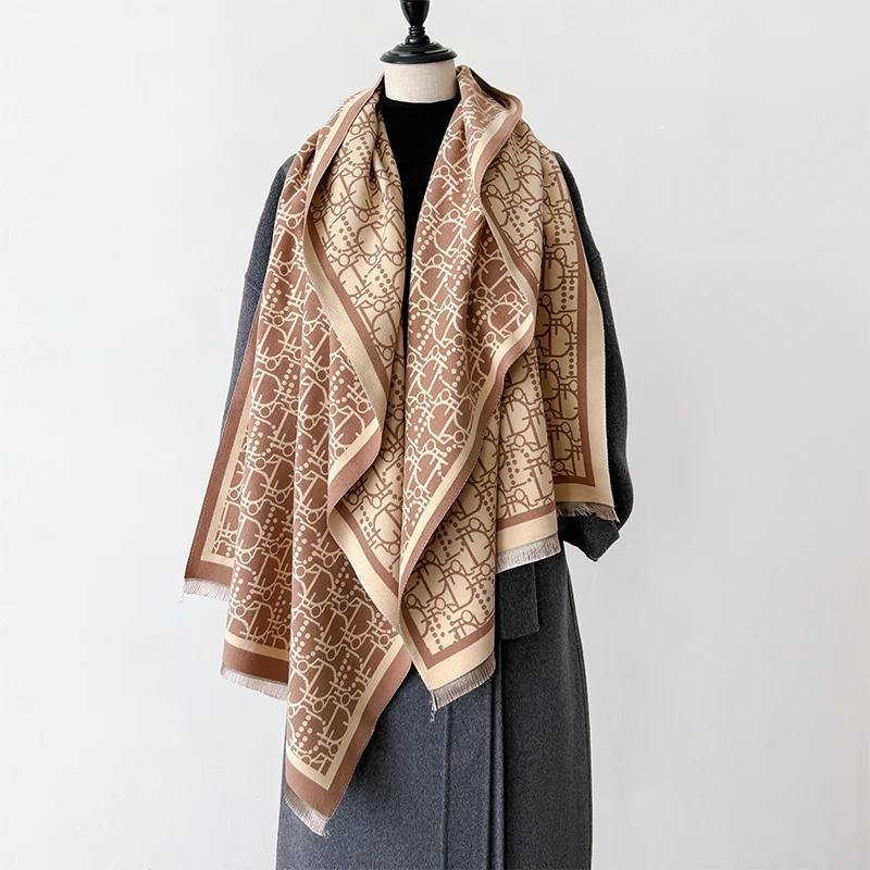 جديد إلكتروني تصميم شتاء دافئ الكشمير الأوشحة الجاكار عالية الجودة المرأة رشاقته التفاف شال السيدات الصوف الباشمينا وشاح #5