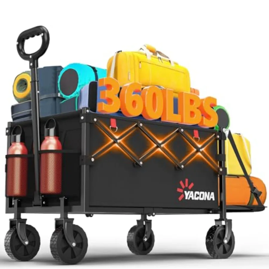 

Складная тележка-платформа повышенной грузоподъемности (до 163 кг) с колесами и откидной задней стенкой для продуктов, кемпинга, шопинга, пляжа, сада