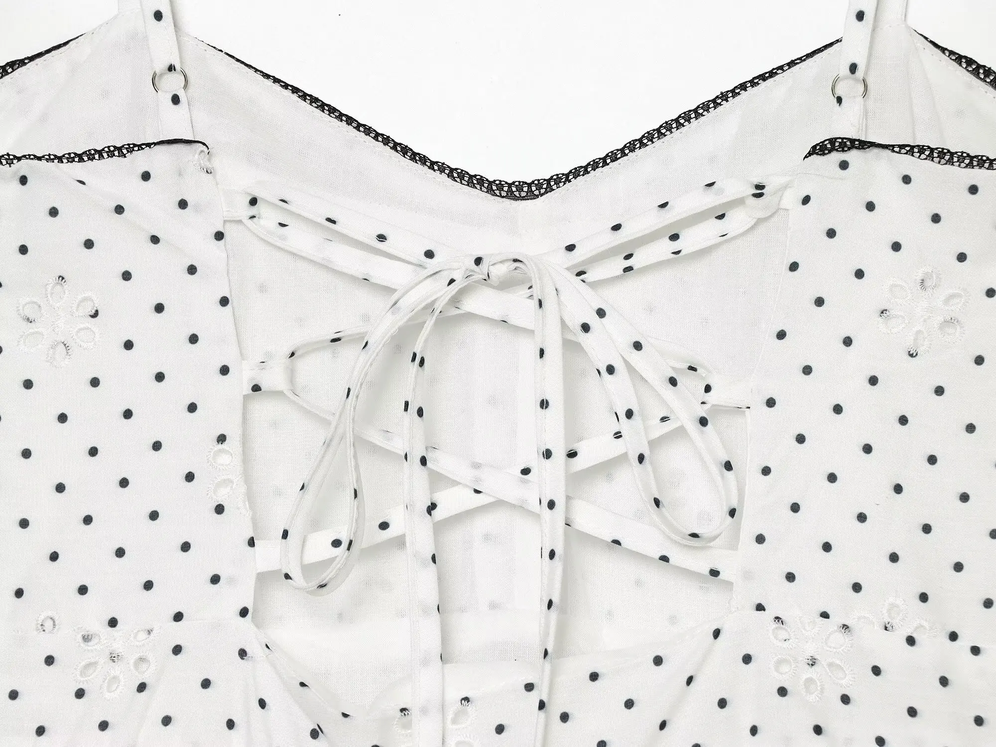 BSAY Women White Polka Dot Eye - Embroidery Eyelet 评论和价格
