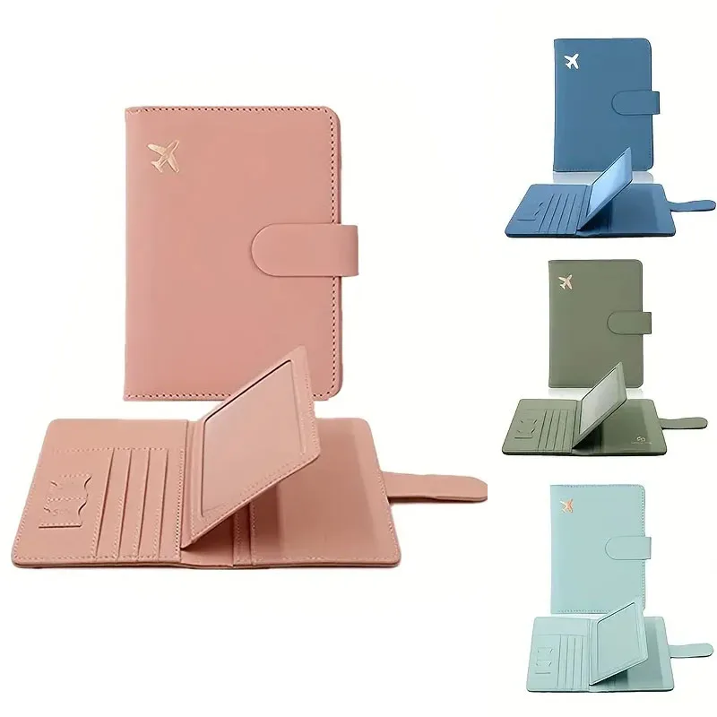 Waterproof Leather Passport Holder with Cute Buckle - Travel Book Cover Card Organizer for Men And Women Airplane Trip Accessory view 2