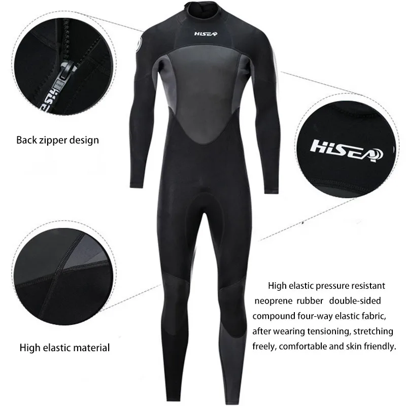 Men's Swimsuit 1.5mm Long Sleeve CR Surfing Clothes Back Zip Snorkeling Free-diving Spearfishing Wetsuit Neoprene Suit Male