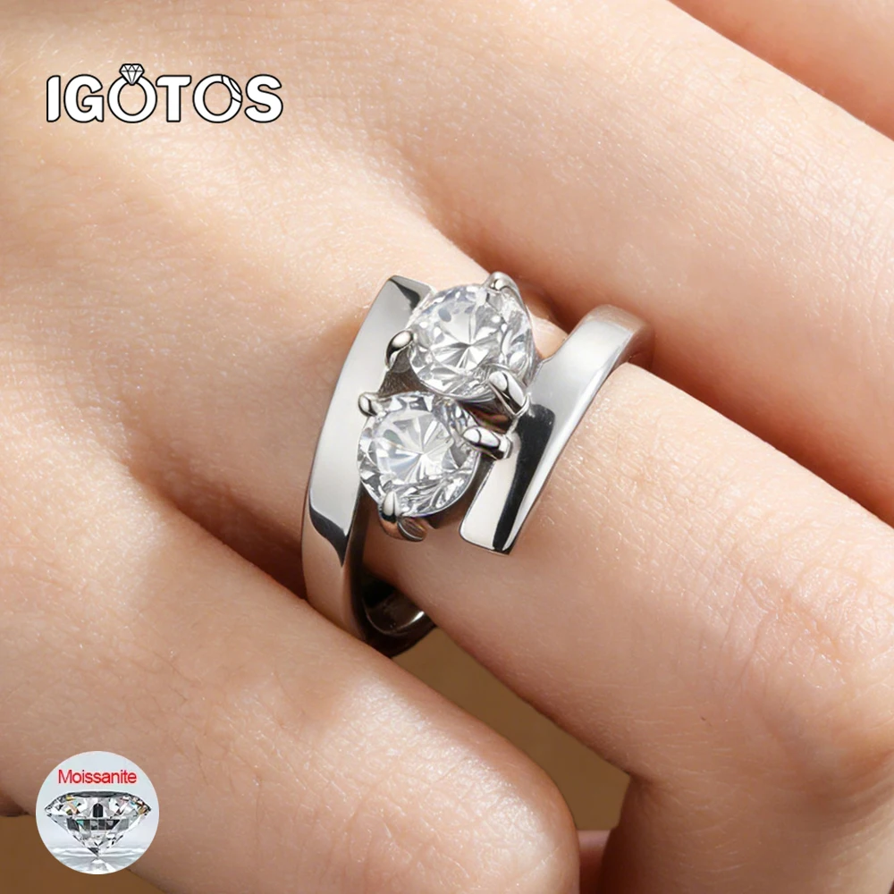 

5mm Moissanite Ring for Women Sparkling Round Wedding Band 925 Sterling Silver Lab-Created Diamond Alternative Anniversary Gift