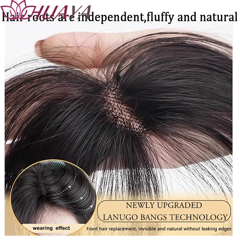 HUAYA Lazy S Curly Bangs Hair Topper Synthetic Clip-in Hairpiece Natural Fluffy High Top Hair Extensions Hide Hairline Women Fac