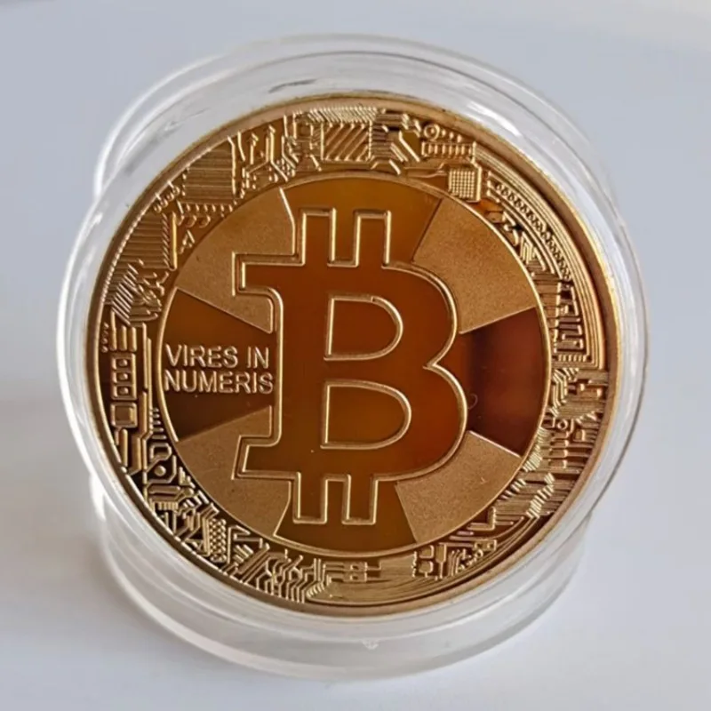 1PC Metal Gold Plated Imitation Bitcoin Coin Art Collectible Non-currency Coins Commemorative Collection Gift BTC