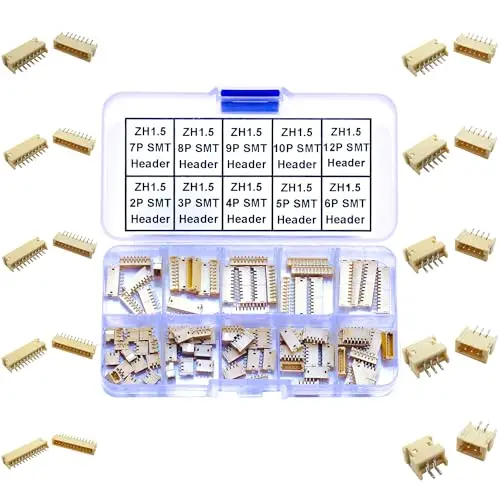 JST-ZH 1.5mm Pitch SMT Header IC Socket Plug Adapter, Surface Mount Side Type Right Angle Header for PCB, JST-ZH SMT