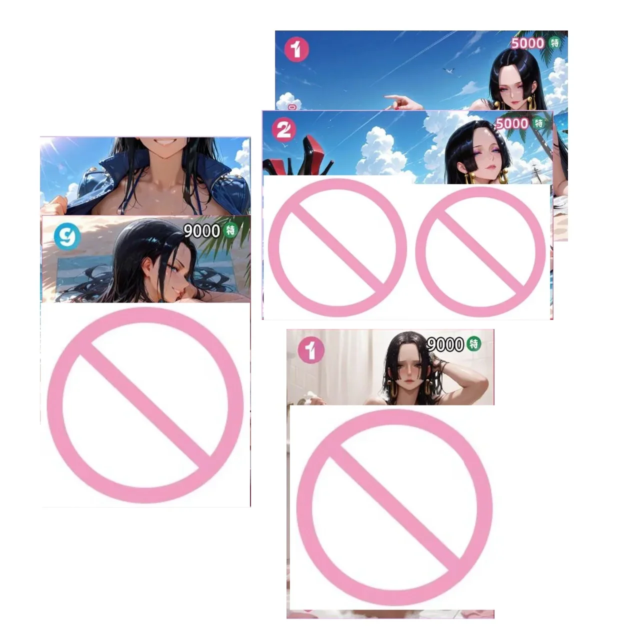 One Piece Nico Robin Sunbathing & Boa Hancock Beach Iridescent Foil Card, 63x88mm DIY ACG Waifu Collectible Trading Card Gifts