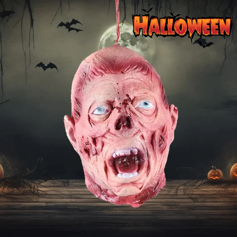 

Halloween Decorations Haunted House Escape Room Simulated Head Horror Decapitation Props Prank Toys Realistic Human Head Props