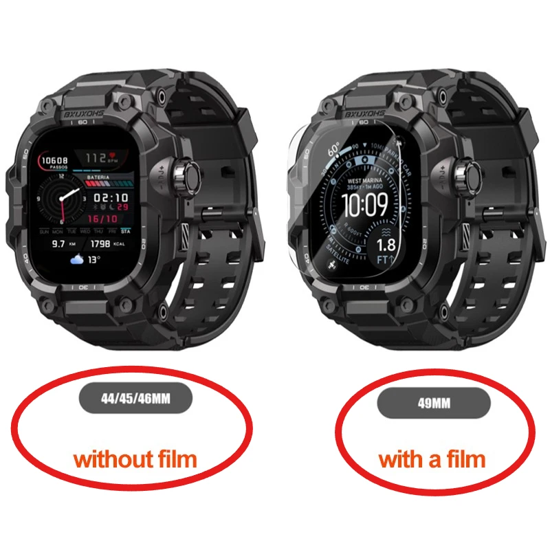 Panzerstil-Gehäuse+Armband für Apple Watch Ultra 3 2 49mm TPU Metall-Abdeckung Taktisches Band für Series 11 10 9 8 7 SE Ersatz-Kit – Detail 3