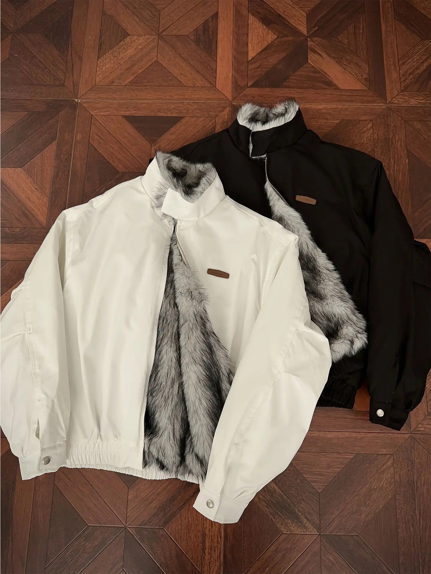 

Men's Winter Thiened Warm ort Wide Cotton Jaet Quilted Fur Collar Coat Casual Sle Zipper Closure Long Sve Polyeste...