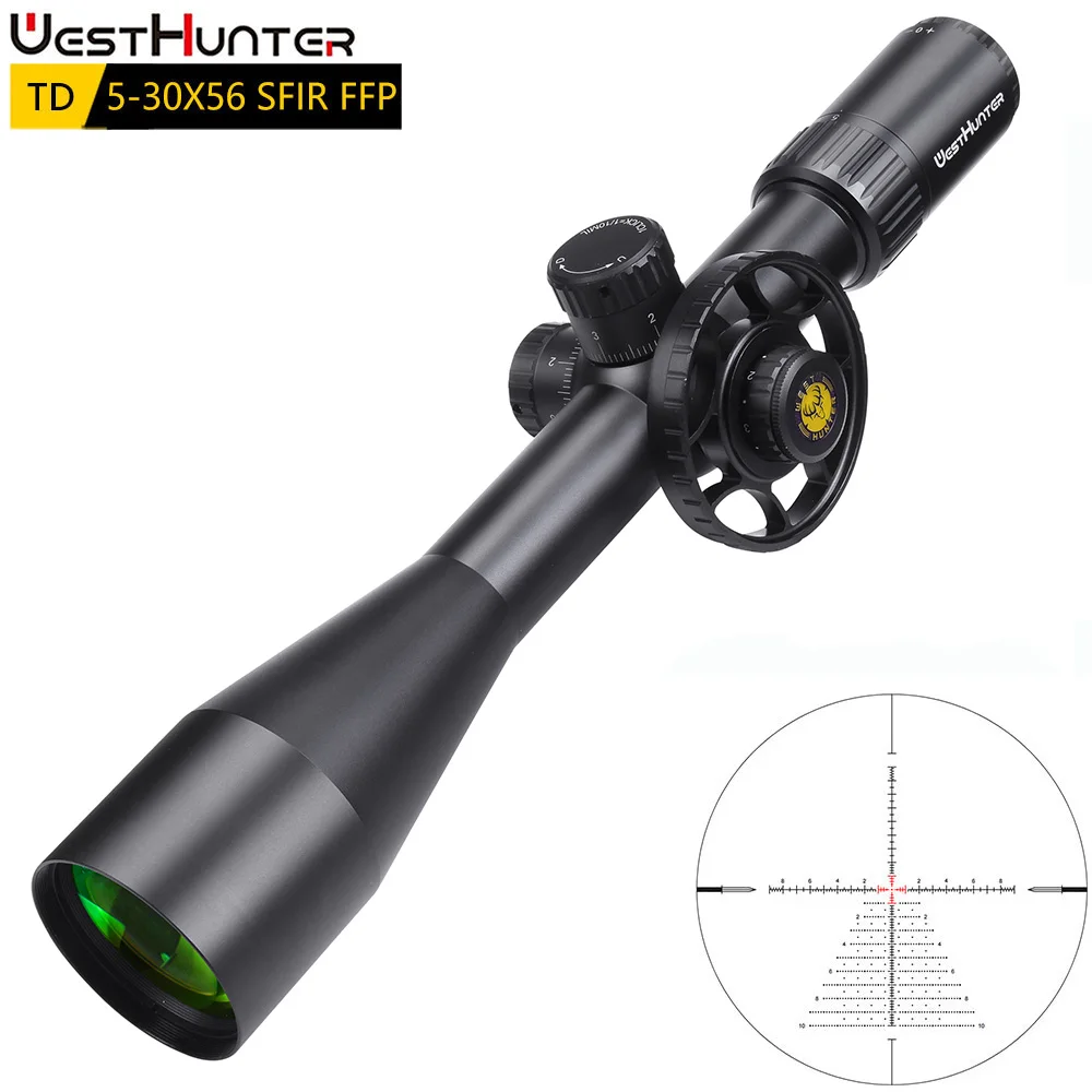 WESTHUNTER TD 5-30X56 SFIR FFP Scope First Focal Plane Tactical Riflescope 34mm Tube Zero Stop Long Range Hunting Sights