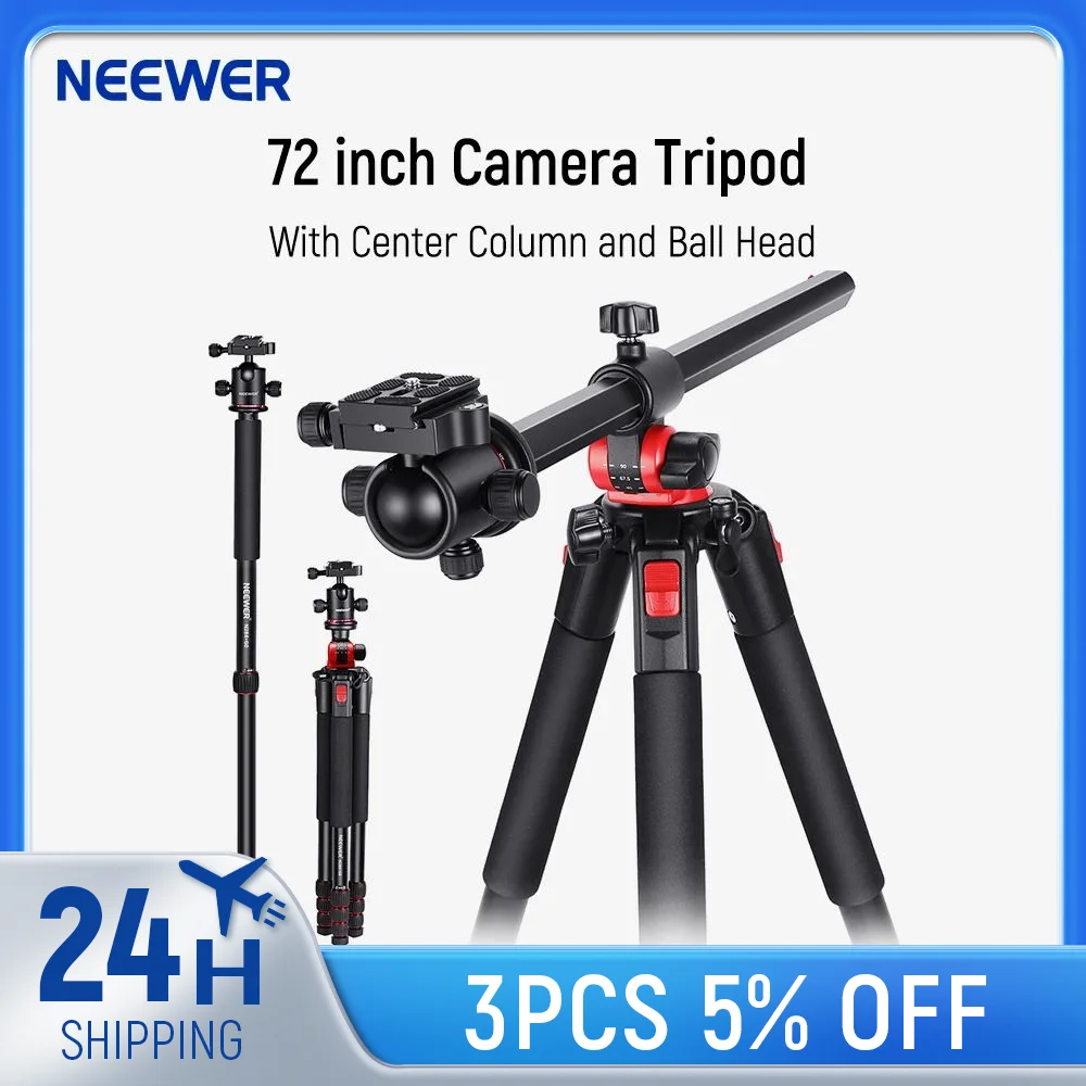 Neawer 72 Inch Camera Driepoot Monopod Met Middenkolom En Balhoofd Aluminium, Arca Type Qr Plaat Voor Dslr Camera