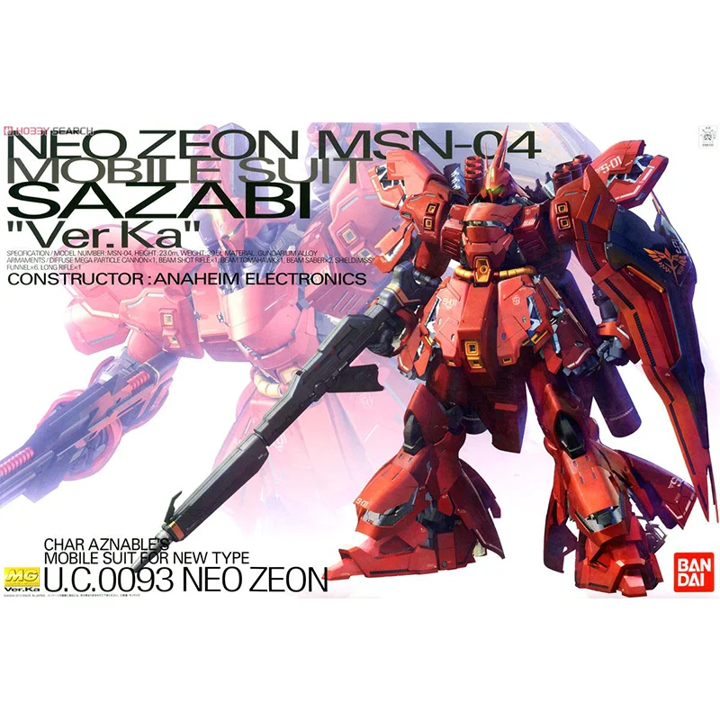 Original Genuine Bandai Anime GUNDAM NEO ZEON MSN-04 SAZABI Ver Ka MG 1/100 Assembly Model Toys Action Figure Gifts Collectible