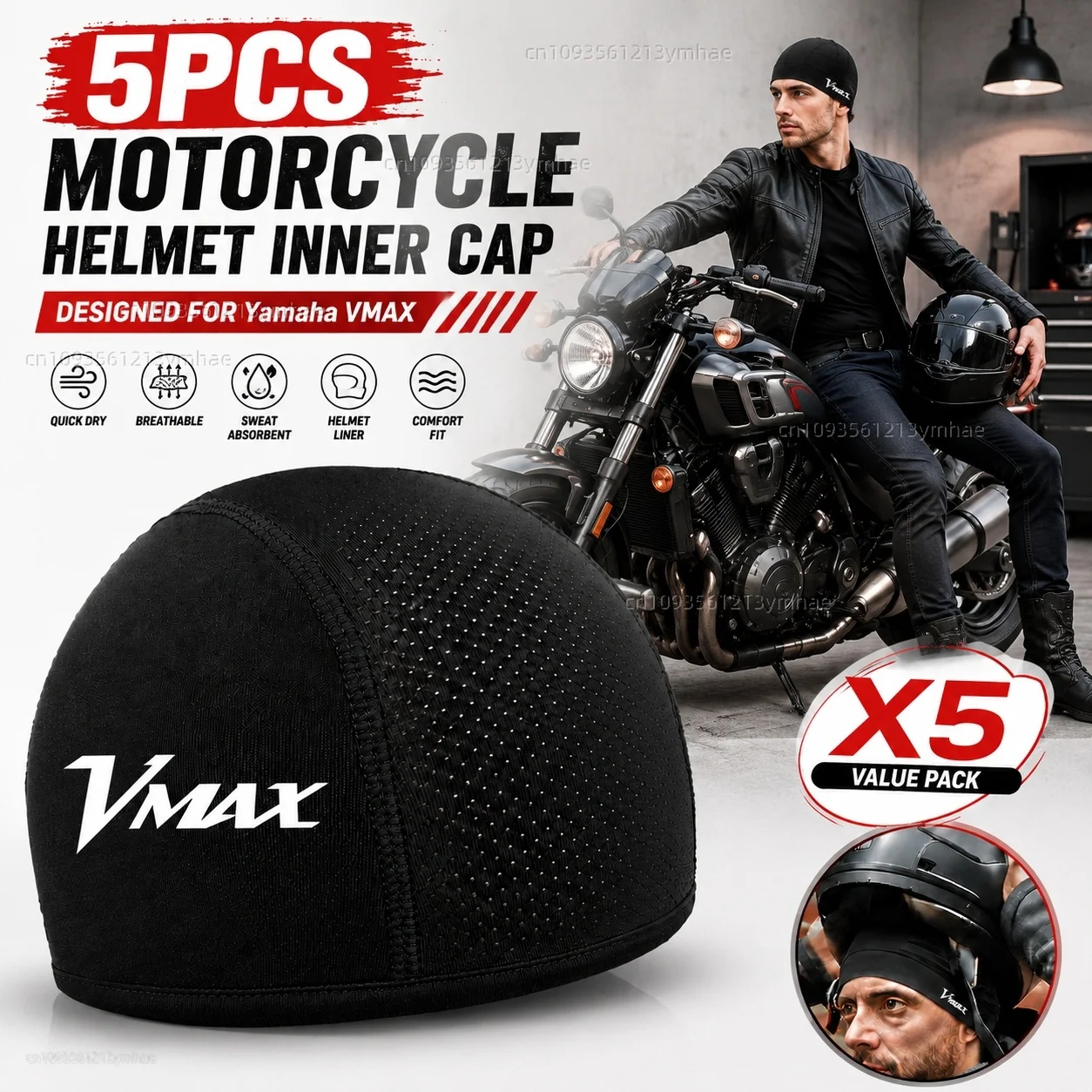 

5pcs Motorcycle Helmet Inner Cap Hat Quick Dry Breathable Hat Racing Cap Cooling Thin For Yamaha VMAX V-MAX V MAX 1200 1985-2008