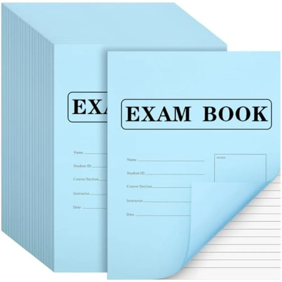 

Набор экзаменационных тетрадей Pack Exam Blue Book, 8,5 x 11 дюймов, синие, 8 листов, 16 страниц, в широкую линейку, на скрепке, для школы