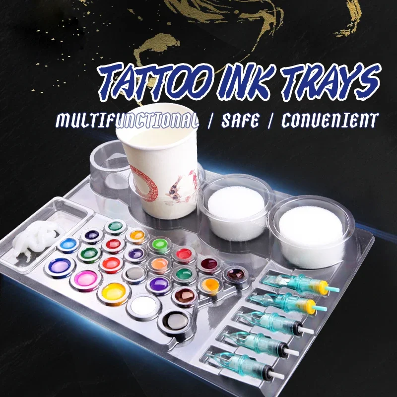 

24/10/3pcs Plastic Disposable Ink Cup Tray Tattoo Needle Holder Pigment Rack Stand Kit - Tattoo Accessory Container Cup Holder