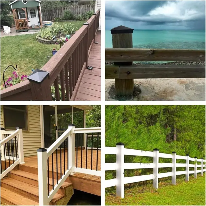 ABGG-Outdoor Waterproof Fit 4X4 Inch Post Caps 12 Pack, Fence Post Covers For Wood/Vinyl For Deck Fence Mailbox Patio Decor