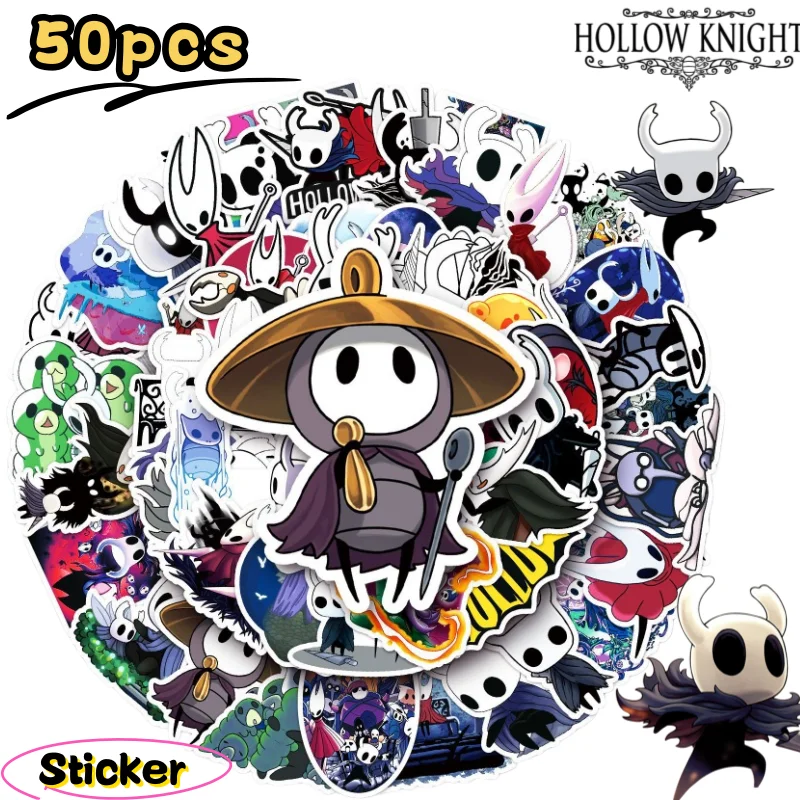 Hollow Knight 50pcs stickers creative personalised cartoon prints high-quality waterproof stickers for mugs and phone cases DIY