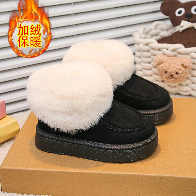 فو الفراء الصلبة بولي Girls الفتيات الثلوج أحذية الشتاء الدافئة أفخم رشاقته الاطفال أحذية الموضة لينة أسفل الانزلاق على حذاء قصير للأطفال #2