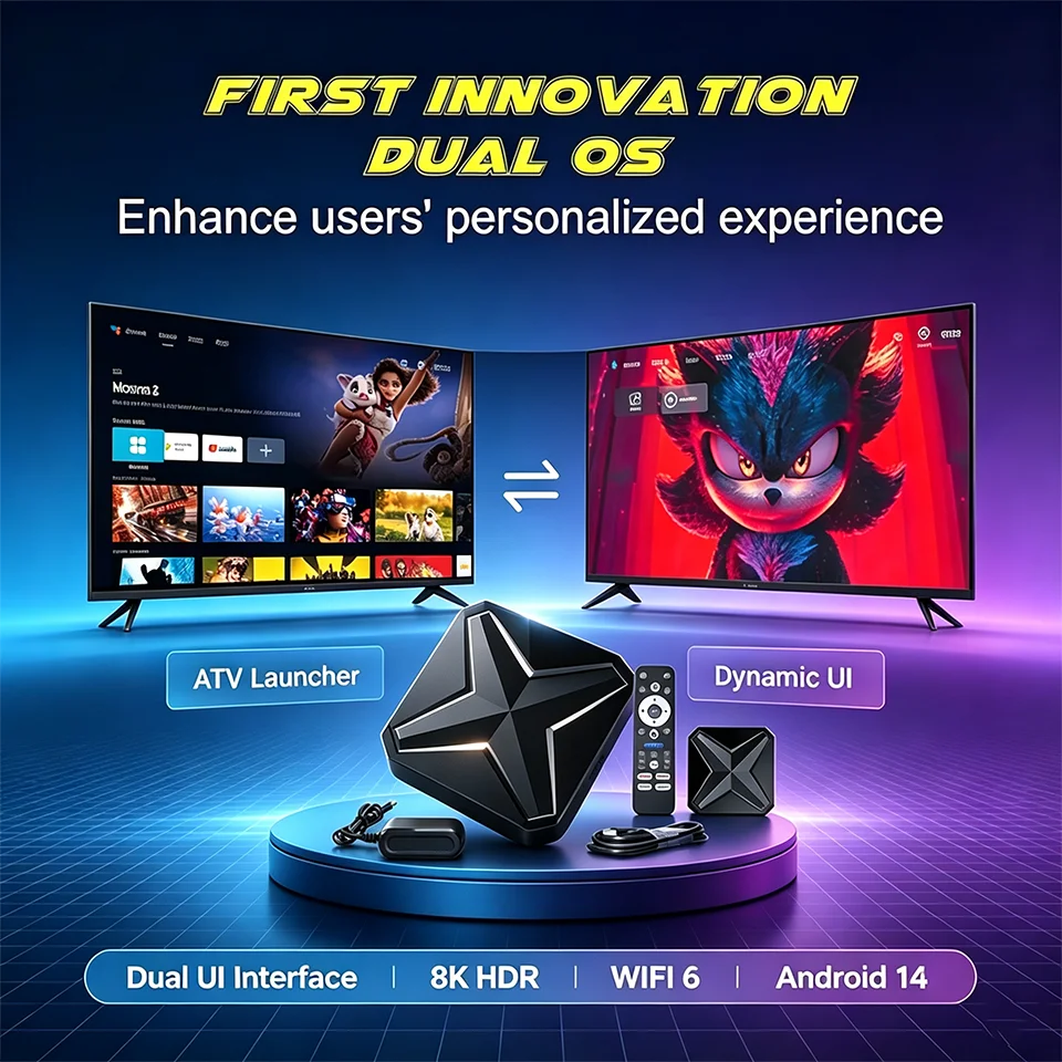 8K Q1 MINI+ Android 14.0 RK3518 WiFi6 BT54 Voice Remote Control 2GB 16GB Streaming Media Player Smart TV Box Home Set Top Box