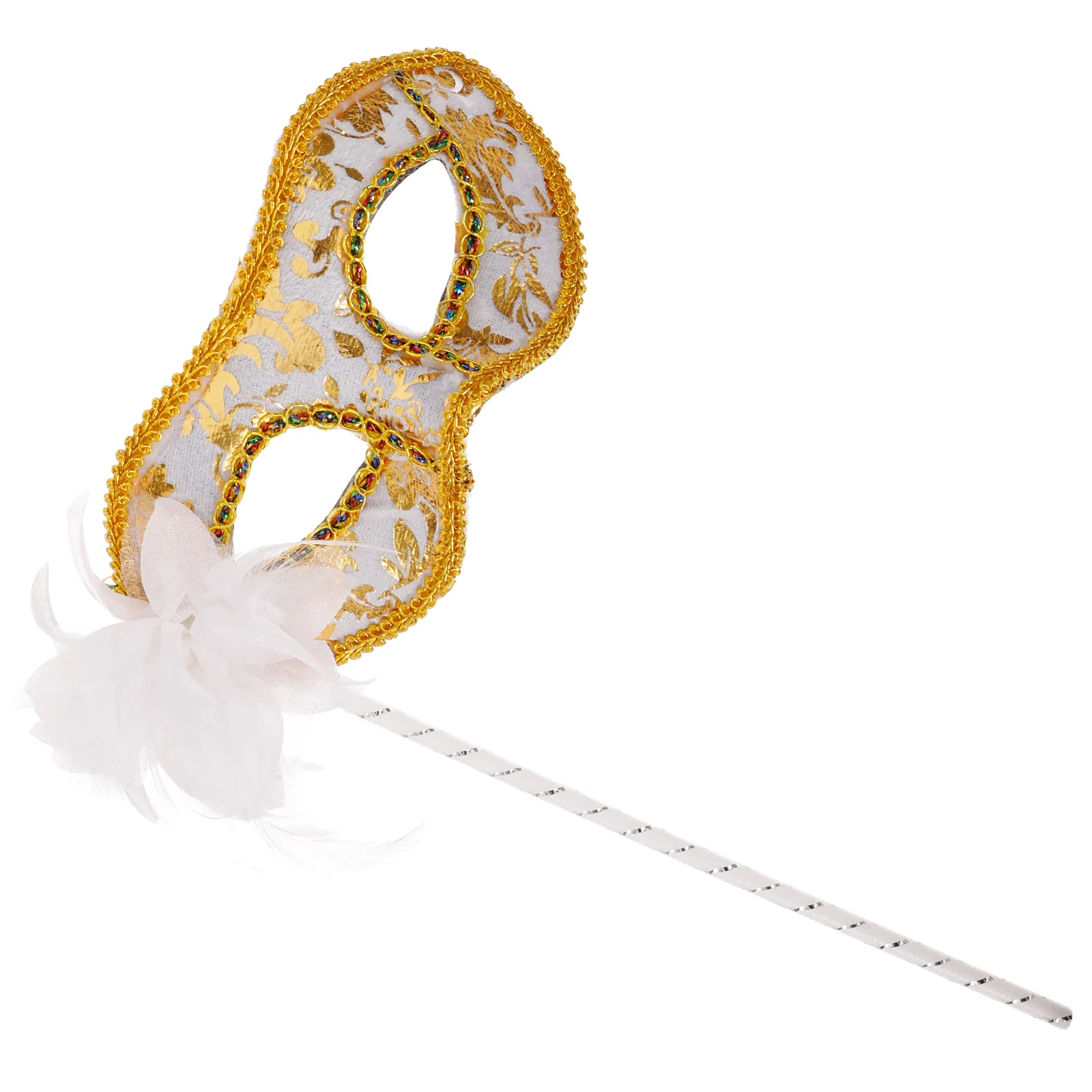 

Exquisite Handheld Masquerade Mask For Women Prom Party Costume Ball Half Face Lightweight Durable Party Mask Electroplated Edge
