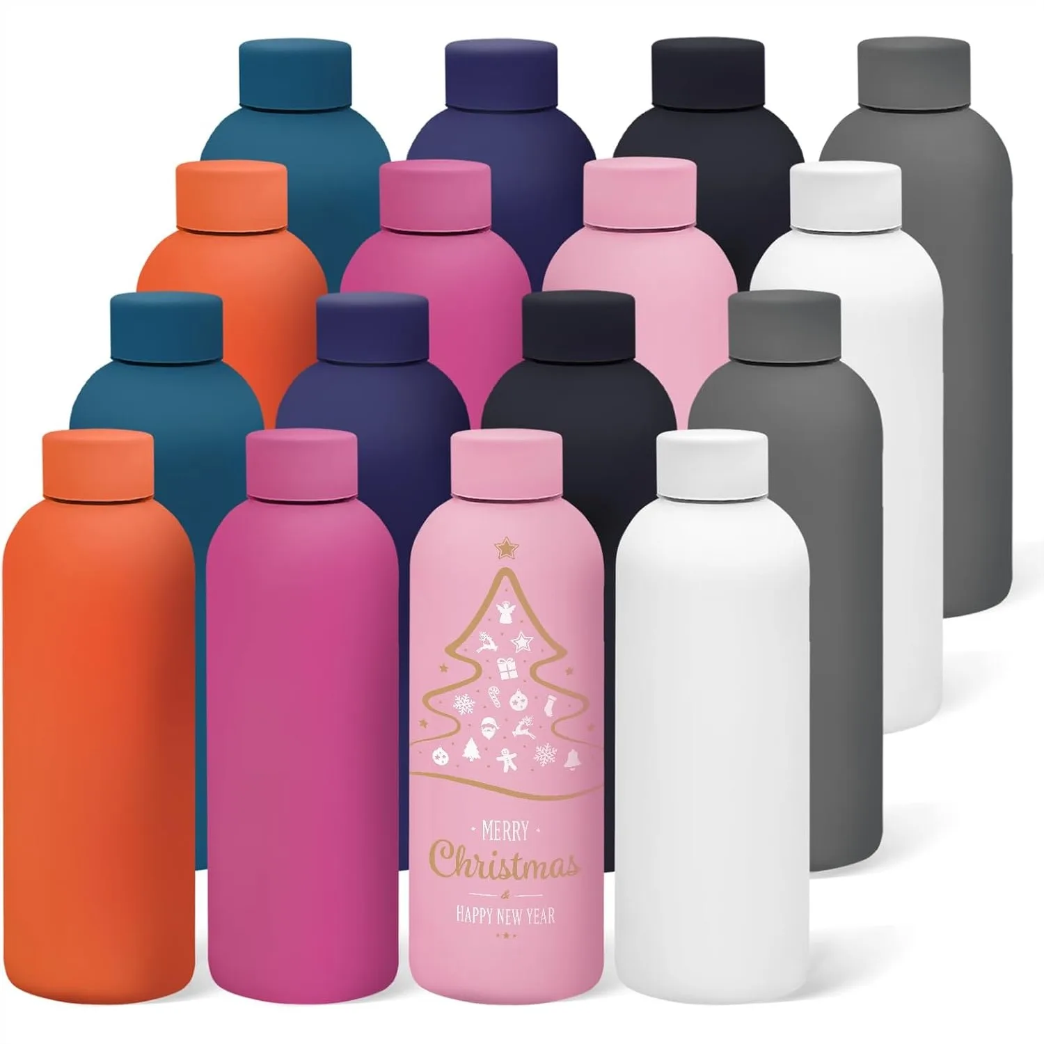 

Stainless Steel Insulated Water Bottle 16 Pack, 17oz Double Wall Vacuum Sports Bottles Bulk for Travel Team Gift