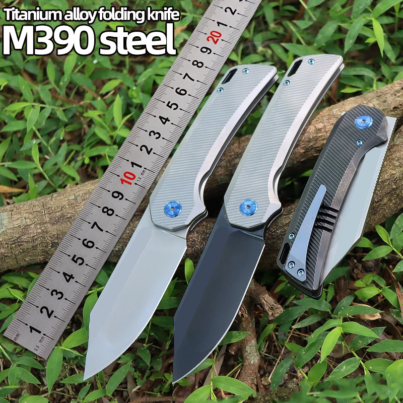 

M390 steel Outdoor folding knife , titanium alloy handle practical hunting camping survival knife tactical knife fruit knife