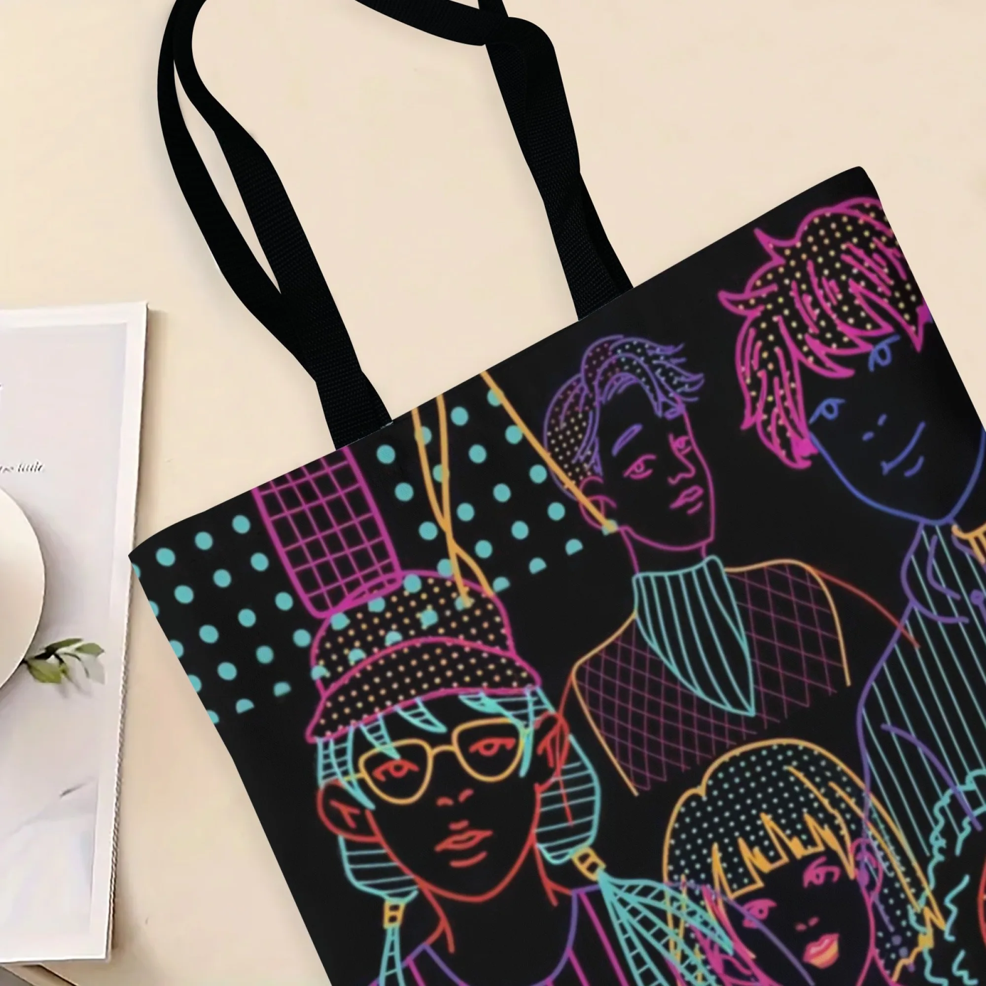 Borsa da donna versatile in tela stile hiphop Borsa a tracolla design per persone nere Grande riutilizzabile adatta per lo shopping e la strada