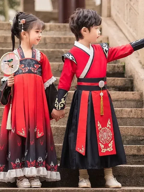 Perfprmace Hanfu Boys' Autumn New  Ancient Clothing Girls' Tang Suits Chinese Style Costume Cosplay Costume